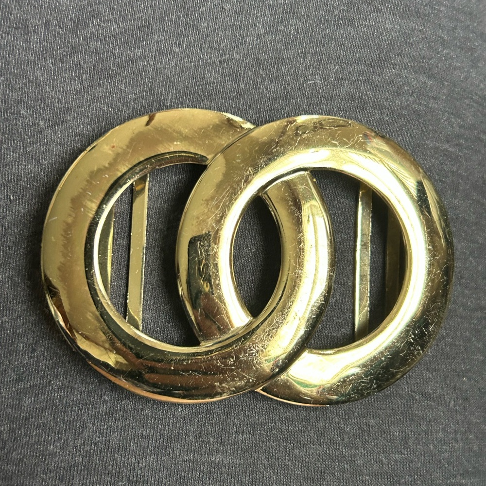 Vintage Gold Interlocking Circle Belt Buckle by Gutos West Germany